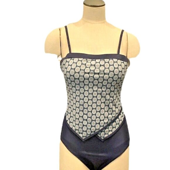Fit 4 U Swim Womens Plus Sz 14 One-Piece Swimsuit Style 985044 Navy & Pink 207K - Picture 1 of 9